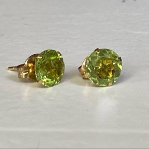 Genuine Peridot earrings. 14k gold.
